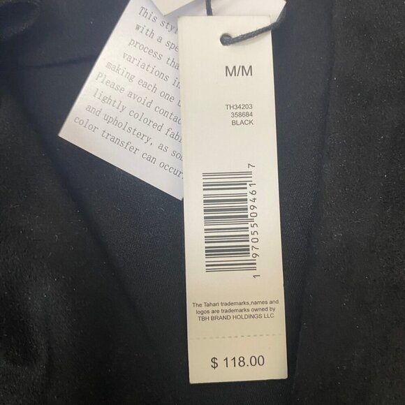 🖤 Tahari Black Faux Suede Wrap Trench Coat - Size M | Chic Belted Outerwear NWT - Picture 11 of 11